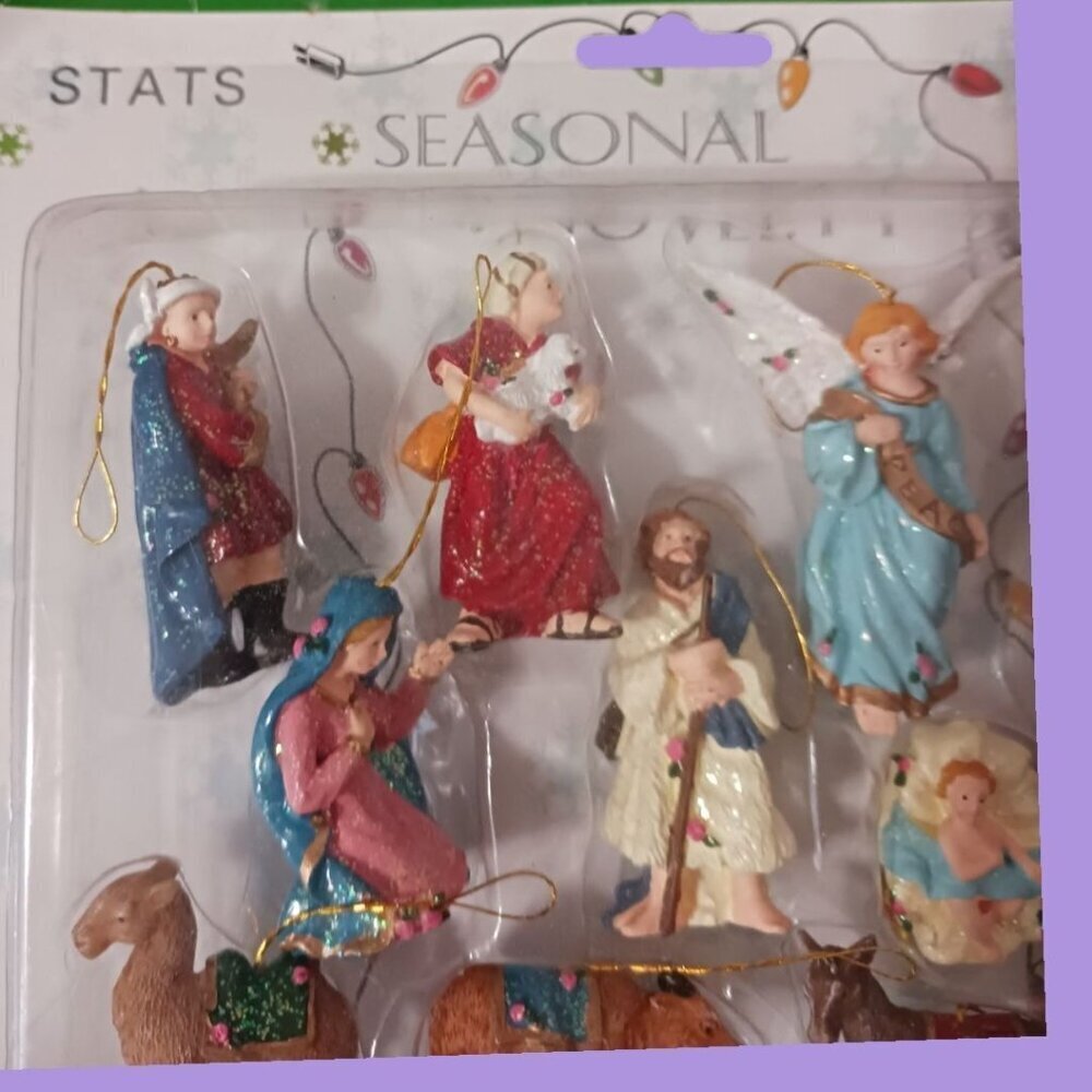 12-Piece Nativity Scene Set With Hanging Strings & Detailed Figurines For Christ - Picture 2 of 6